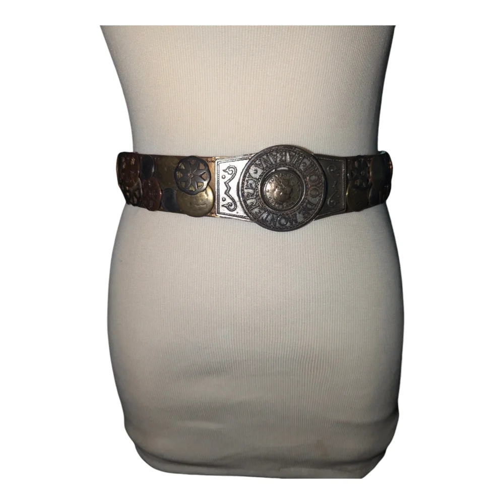 Rare Vintage Streets Ahead Santa Monica Copper Coin Adjustable Leather Belt